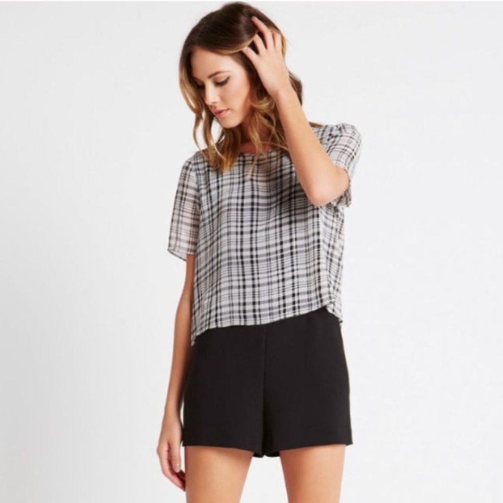 BCBG Romper - Plaid on Top. New.